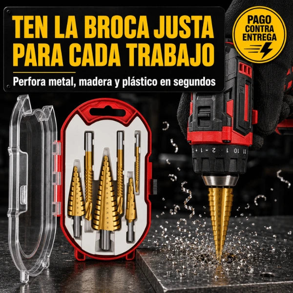 MaxDrill Titanium - Set 6 Piezas Brocas Escalonadas