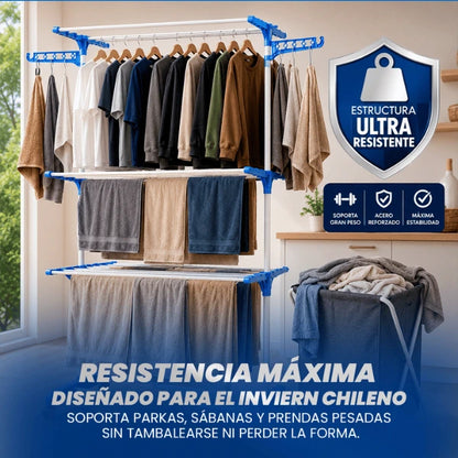 Combo Máximo Espacio - Tendedero Vertical + Cesto de Ropa Premium