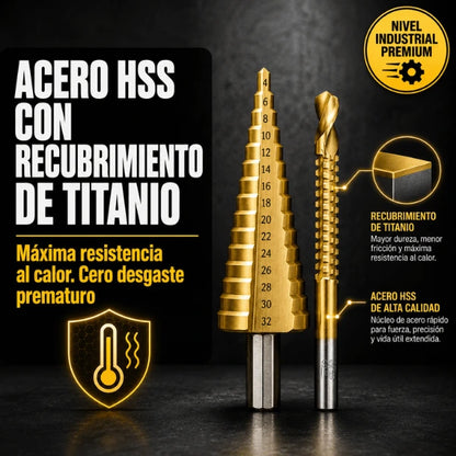 MaxDrill Titanium - Set 6 Piezas Brocas Escalonadas