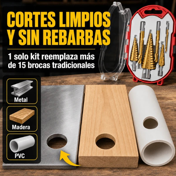 MaxDrill Titanium - Set 6 Piezas Brocas Escalonadas