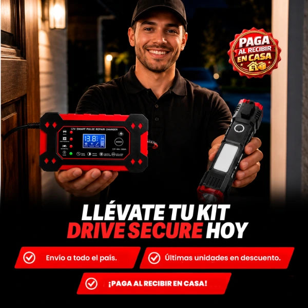 Drive Secure™ — Cargador de Batería + Linterna Táctica 4 en 1