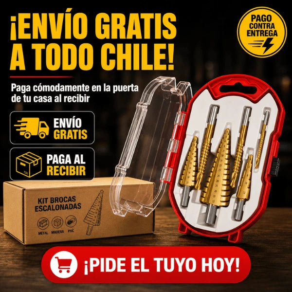 MaxDrill Titanium - Set 6 Piezas Brocas Escalonadas