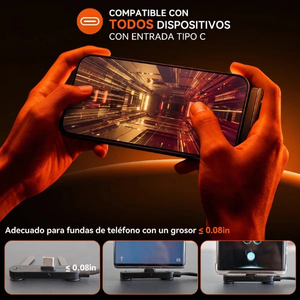 2X1 | FlexiCharge Pro 1.5M™ - Cable Carga Rápida con Soporte Integrado | Android(Tipo-C) & iPhone