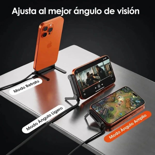 2X1 | FlexiCharge Pro 1.5M™ - Cable Carga Rápida con Soporte Integrado | Android(Tipo-C) & iPhone